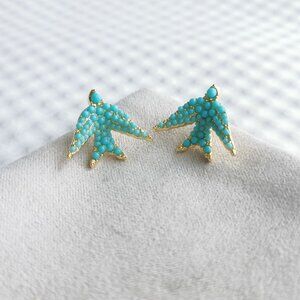 Kendra Scott Gold Teal Crystal Melody Bird Stud Earrings NEW